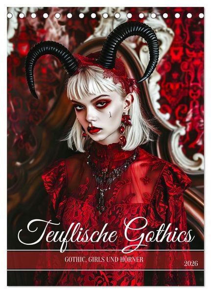 Produktbild: Teuflische Gothics - Gothic, Girls und H&ouml;rner (Tischkalender 2026 DIN A5 hoch), CALVENDO Monatskalender