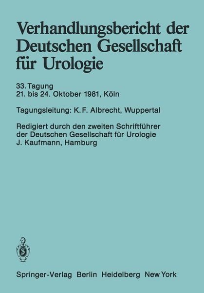 Produktbild: Verhandlungsbericht der Deutschen Gesellschaft f&uuml;r Urologie