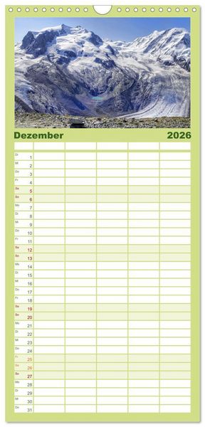 Produktbild: Familienplaner 2026 - Zauber der Berglandschaft mit 5 Spalten (Wandkalender, 21 x 45 cm) CALVENDO
