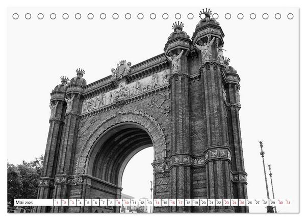 Produktbild: Barcelona Schwarz / Wei&szlig; Impressionen (Tischkalender 2026 DIN A5 quer), CALVENDO Monatskalender