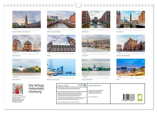 Produktbild: Die farbige Hafenstadt Hamburg (Wandkalender 2026 DIN A3 quer), CALVENDO Monatskalender