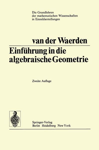 Produktbild: Einf&uuml;hrung In Die Algebraische Geometrie