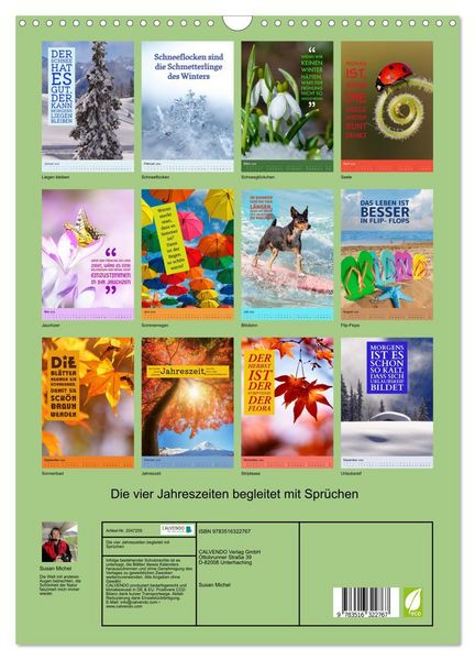 Produktbild: Die vier Jahreszeiten begleitet mit Spr&uuml;chen (Wandkalender 2026 DIN A3 hoch), CALVENDO Monatskalender