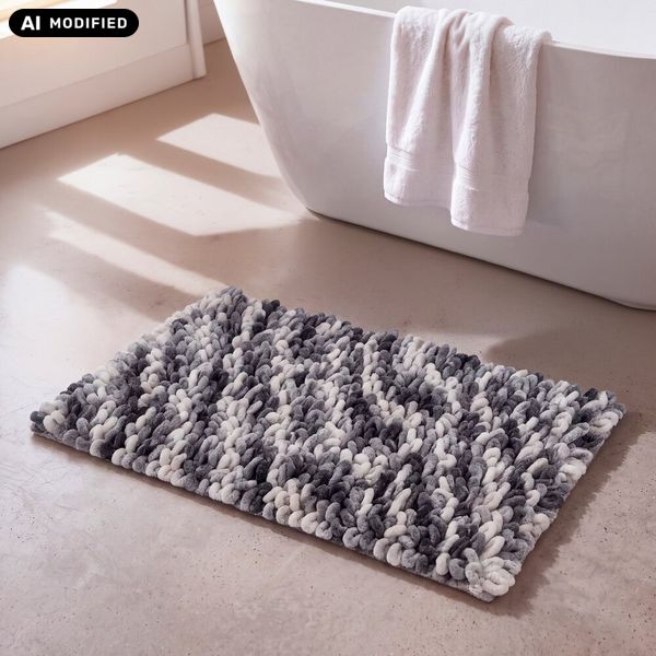 Produktbild: Badteppich Mod. Lerici Grau-Blau, 60 x 90 cm, rutschfest und schnelltrocknend