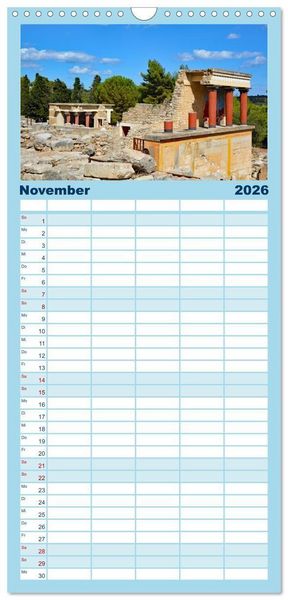 Produktbild: Familienplaner 2026 - Kretas bezaubernder Norden mit 5 Spalten (Wandkalender, 21 x 45 cm) CALVENDO