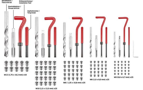 Produktbild: TOOLCRAFT TO-5016567 Gewinderoll-Satz M5, M6, M8, M10, M12