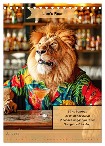 Produktbild: Animal cocktail creations for bartenders (Desk Calendar 2026 DIN A5 portrait), CALVENDO 12 Month DeskCalendar