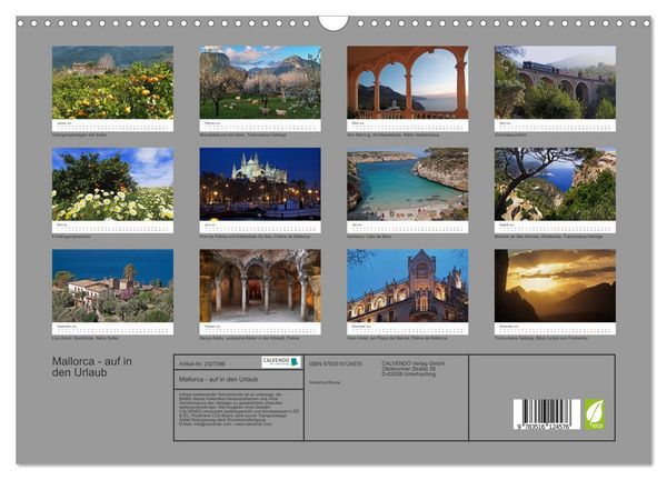 Produktbild: Mallorca - auf in den Urlaub (Wandkalender 2026 DIN A3 quer), CALVENDO Monatskalender