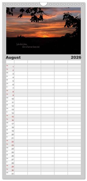 Produktbild: Familienplaner 2026 - wundersch&ouml;ne Lichtmomente mit 5 Spalten (Wandkalender, 21 x 45 cm) CALVENDO