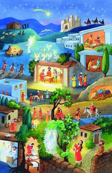 Produktbild: Die Weihnachtsgeschichte. Ein Adventskalender mit einem gro&szlig;en Fensterbild