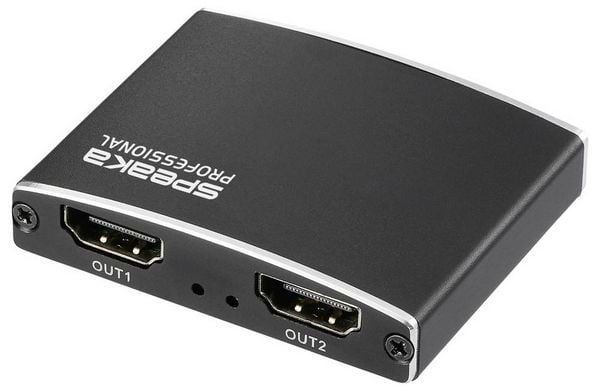 Produktbild: SpeaKa Professional SP-HDMIS-200 HDMI-Splitter mit Aluminiumgeh&auml;use, Ultra HD-f&auml;hig 3840 x 2160 Pixel Schwarz