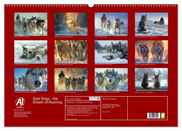 Produktbild: Sled Dogs - the Dream of Running (Wall Calendar 2026 DIN A2 landscape), CALVENDO 12 Month Wall Calendar