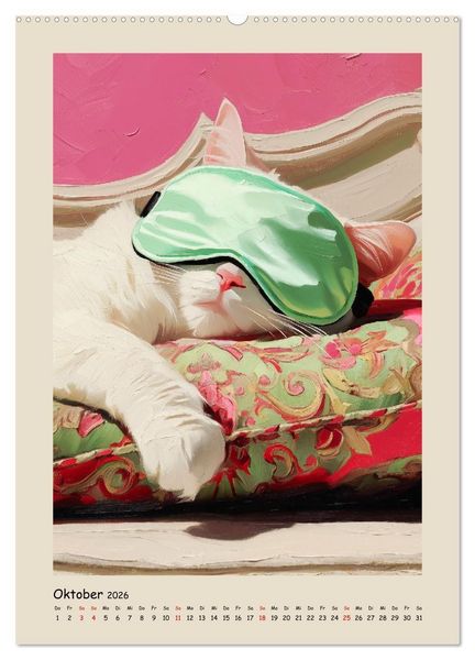 Produktbild: Katzen. Momente feliner Poesie in &Ouml;loptik (Wandkalender 2026 DIN A2 hoch), CALVENDO Monatskalender