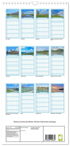 Produktbild: Familienplaner 2026 - Rechts und links des Rheins. Mit dem Wohnmobil unterwegs. mit 5 Spalten (Wandkalender, 21 x 45 cm) CALVENDO