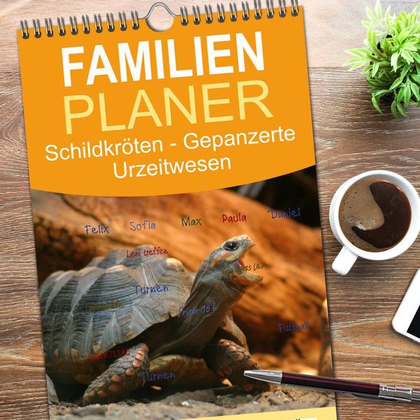 Produktbild: Familienplaner 2026 - Schildkr&ouml;ten - Gepanzerte Urzeitwesen mit 5 Spalten (Wandkalender, 21 x 45 cm) CALVENDO
