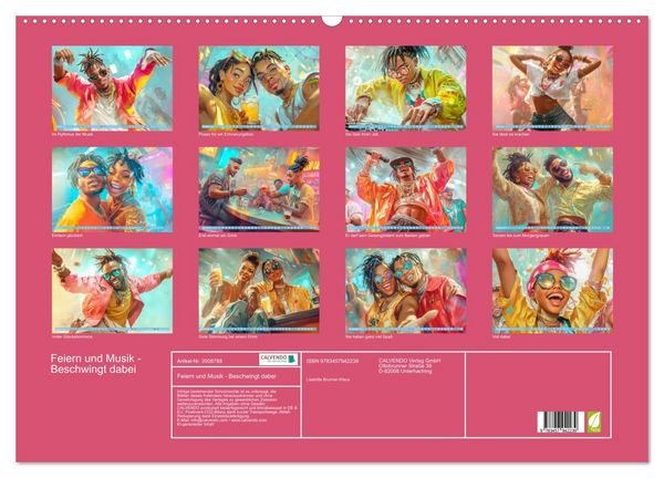 Produktbild: Feiern und Musik - Beschwingt dabei (Wandkalender 2026 DIN A2 quer), CALVENDO Monatskalender