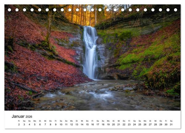Produktbild: Wasserfallwelt Schweiz (Tischkalender 2026 DIN A5 quer), CALVENDO Monatskalender