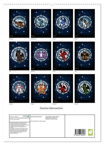Produktbild: Drachen-Sternzeichen (hochwertiger Premium Wandkalender 2026 DIN A2 hoch), Kunstdruck in Hochglanz
