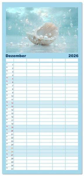 Produktbild: Familienplaner 2026 - Sandgefl&uuml;ster und Muschelzauber mit 5 Spalten (Wandkalender, 21 x 45 cm) CALVENDO
