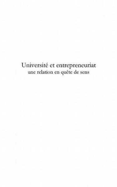 Produktbild: Universite et entrepreneuriat