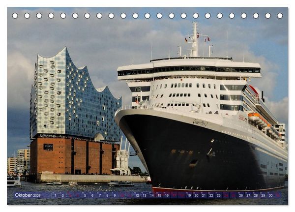 Produktbild: Kreuzfahrtschiffe zu Gast in Hamburg (Tischkalender 2026 DIN A5 quer), CALVENDO Monatskalender