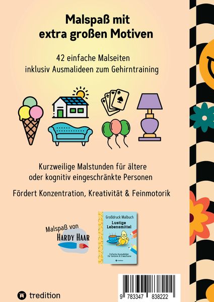Produktbild: Gro&szlig;druck Malbuch f&uuml;r Senioren, Erwachsene, Sehbehinderte Ganz nette Dinge zum Ausmalen Extra Gro&szlig;e Motive Einfaches Malen f&uuml;r Rentner, Seniorengruppen, Besch&auml;ftigungsbuch