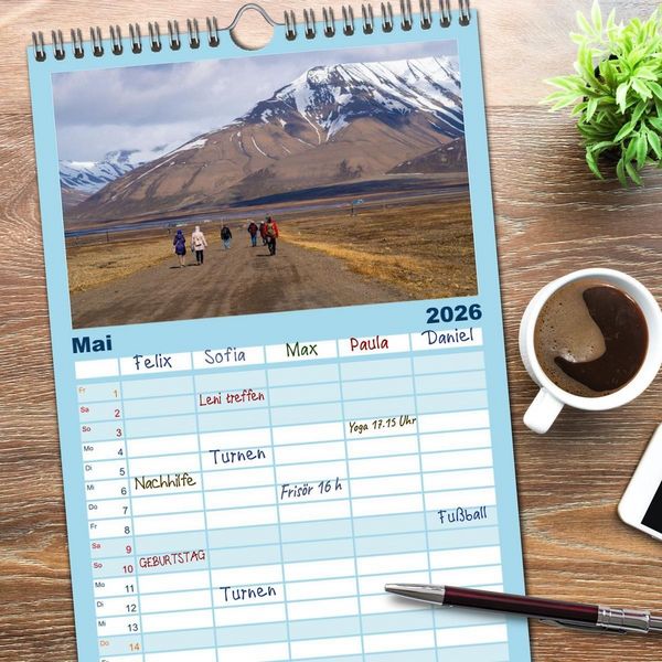 Produktbild: Familienplaner 2026 - Spitzbergen im Sommer mit 5 Spalten (Wandkalender, 21 x 45 cm) CALVENDO