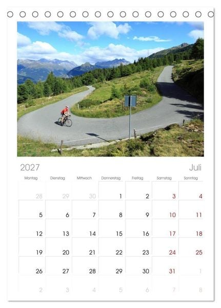 Produktbild: Tischplaner 2027 - Alpenp&auml;sse auf dem Rennrad "Himmlische Serpentinen" (A5 Tischkalender zum Aufstellen) CALVENDO