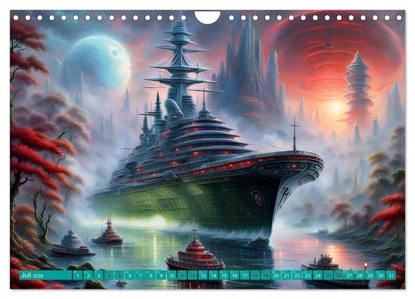 Produktbild: Futuristische Giganten Eine Welt von Morgen (Wandkalender 2026 DIN A4 quer), CALVENDO Monatskalender