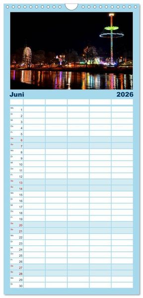 Produktbild: Familienplaner 2026 - Landshut bei Tag und Nacht mit 5 Spalten (Wandkalender, 21 x 45 cm) CALVENDO