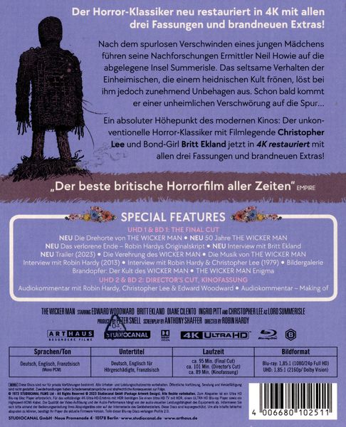 Produktbild: The Wicker Man - Limited Steelbook Edition (2 4K Ultra HDs + 2 Blu-rays)