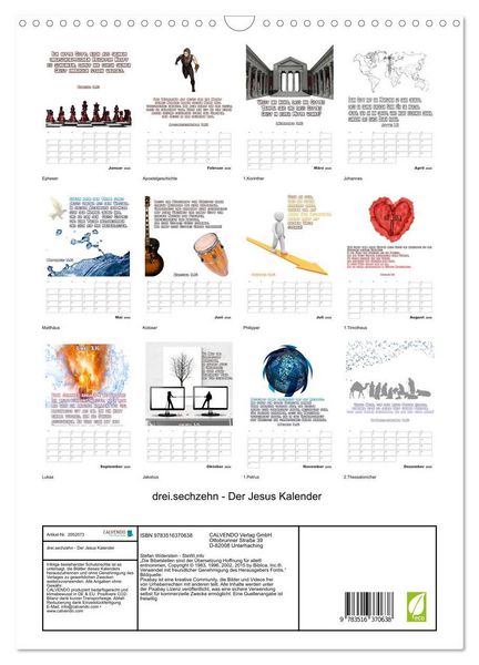 Produktbild: drei.sechzehn - Der Jesus Kalender (Wandkalender 2026 DIN A3 hoch), CALVENDO Monatskalender