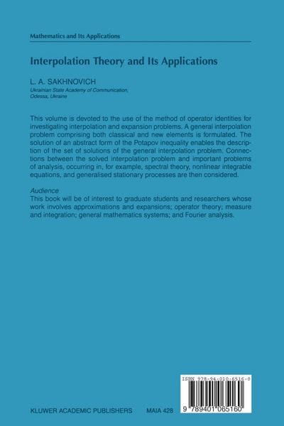 Produktbild: Interpolation Theory and Its Applications