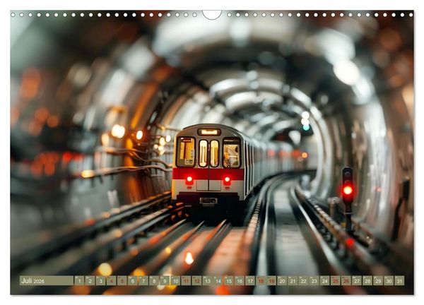 Produktbild: Miniaturwelt Eisenbahn - Zug um Zug ins Abenteuer (Wandkalender 2026 DIN A3 quer), CALVENDO Monatskalender
