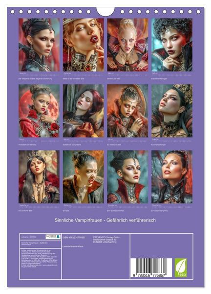 Produktbild: Sinnliche Vampirfrauen - Gef&auml;hrlich verf&uuml;hrerisch (Wandkalender 2027 DIN A4 hoch), CALVENDO Monatskalender