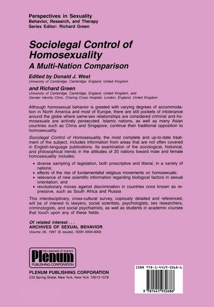 Produktbild: Sociolegal Control of Homosexuality