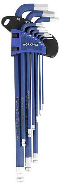 Produktbild: WorkPro Au&szlig;en-Sechskant, Kugelkopf Schraubendreher-Set 1.5 mm, 2 mm, 2.5 mm, 3 mm, 4 mm, 5 mm, 6 mm, 8 mm, 10 mm 1.5 mm, 2 mm, 2.5 mm, 3 mm, 4 mm,