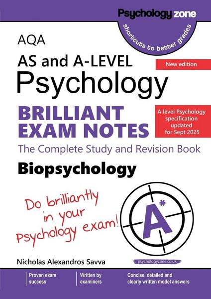 Produktbild: AQA A-Level Psychology Brilliant Exam Notes for Biopsychology