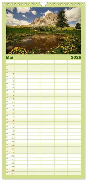 Produktbild: Familienplaner 2026 - S&uuml;dtirol im Jahreslauf mit 5 Spalten (Wandkalender, 21 x 45 cm) CALVENDO