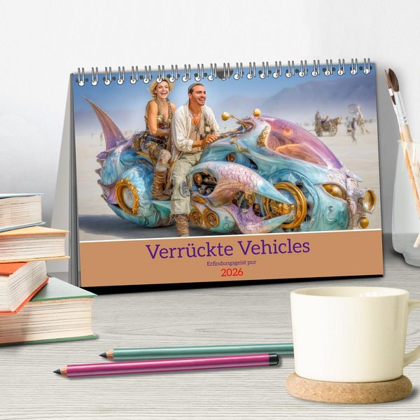 Produktbild: Verr&uuml;ckte Vehicles &ndash; Erfindungsgeist pur (Tischkalender 2026 DIN A5 quer), CALVENDO Monatskalender