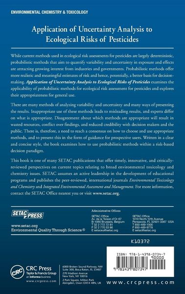Produktbild: Application of Uncertainty Analysis to Ecological Risks of Pesticides