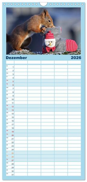 Produktbild: Familienplaner 2026 - Eichh&ouml;rnchen Luna und ihre Kinder mit 5 Spalten (Wandkalender, 21 x 45 cm) CALVENDO
