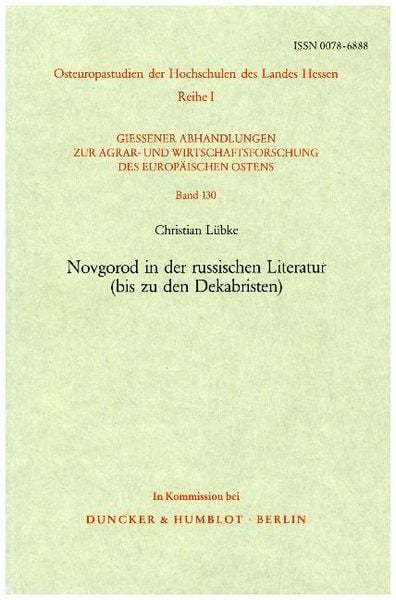 Produktbild: Novgorod in der russischen Literatur (bis zu den Dekabristen).
