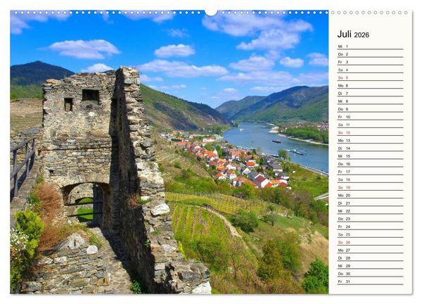 Produktbild: Die Wachau - An der Donau zwischen Melk und Krems (hochwertiger Premium Wandkalender 2026 DIN A2 quer), Kunstdruck in Hochglanz