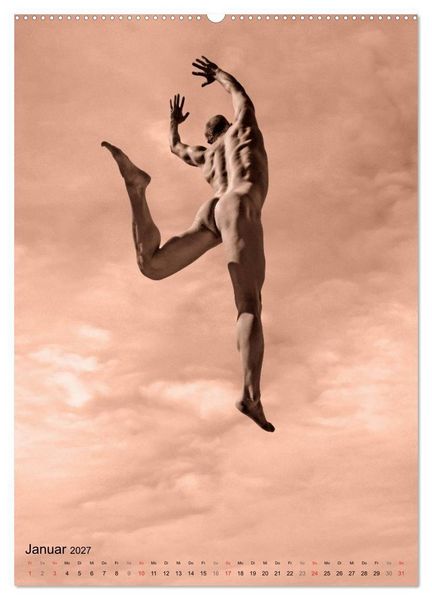 Produktbild: JUMP! ATHLETISCHE M&Auml;NNERAKTE (hochwertiger Premium Wandkalender 2027 DIN A2 hoch), Kunstdruck in Hochglanz