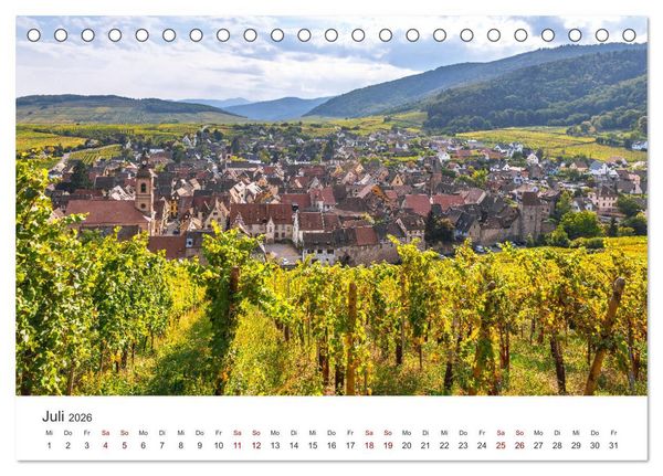 Produktbild: Els&auml;sser Weinstra&szlig;e, malerische D&ouml;rfer in idyllischer Landschaft (Tischkalender 2026 DIN A5 quer), CALVENDO Monatskalender