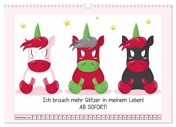 Produktbild: Unicorns. Einhorn-Spr&uuml;che und Weisheiten! (Wandkalender 2026 DIN A3 quer), CALVENDO Monatskalender