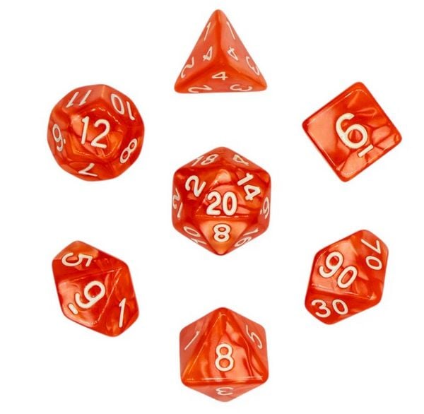Pegasus DIC86057 - Würfelset Pearl: Orange/White (7)