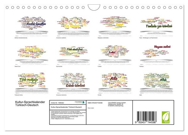 Produktbild: Kultur-Sprachkalender T&uuml;rkisch-Deutsch (Wandkalender 2026 DIN A4 quer), CALVENDO Monatskalender