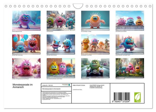 Produktbild: Monsterparade im Anmarsch (Wandkalender 2026 DIN A4 quer), CALVENDO Monatskalender
